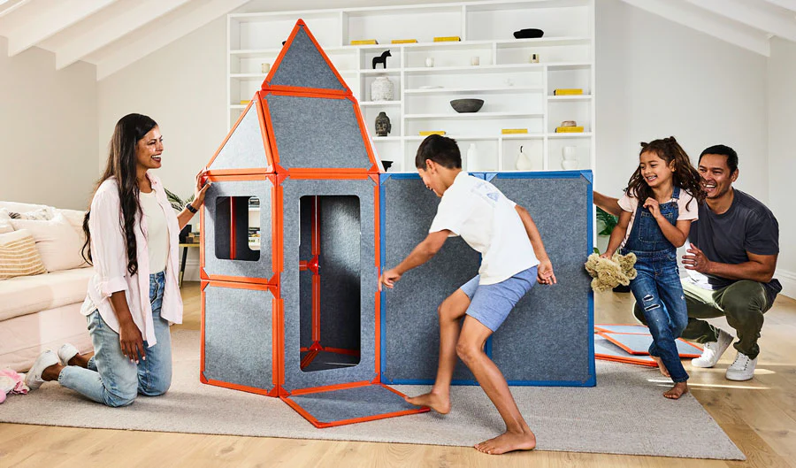 KIT DE CONSTRUCTION MAGNÉTIQUE MONTESSORI – FORTS MODULAIRES GÉANTS POUR UN JEU CRÉATIF ET ÉDUCATIF